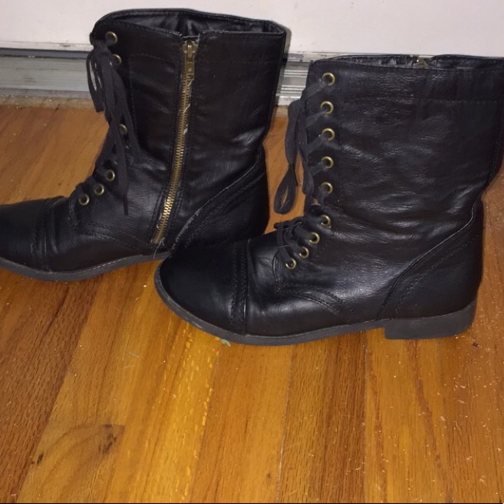 Black combat boots